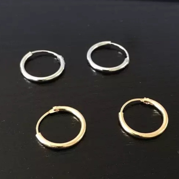 1/2" Hoop Earrings- silver tone - Picture 6 of 6